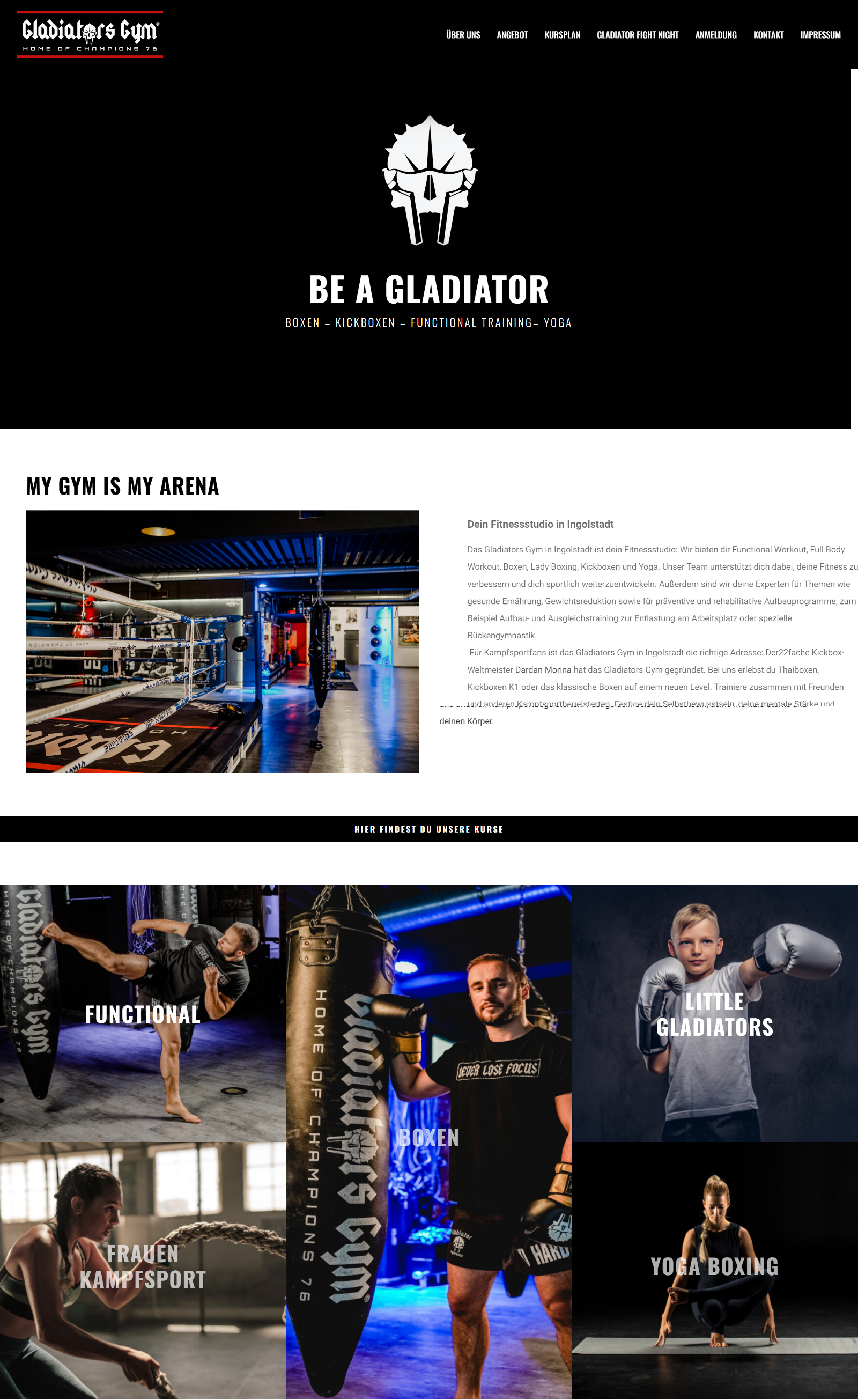 Website Gladiators Gym GmbH