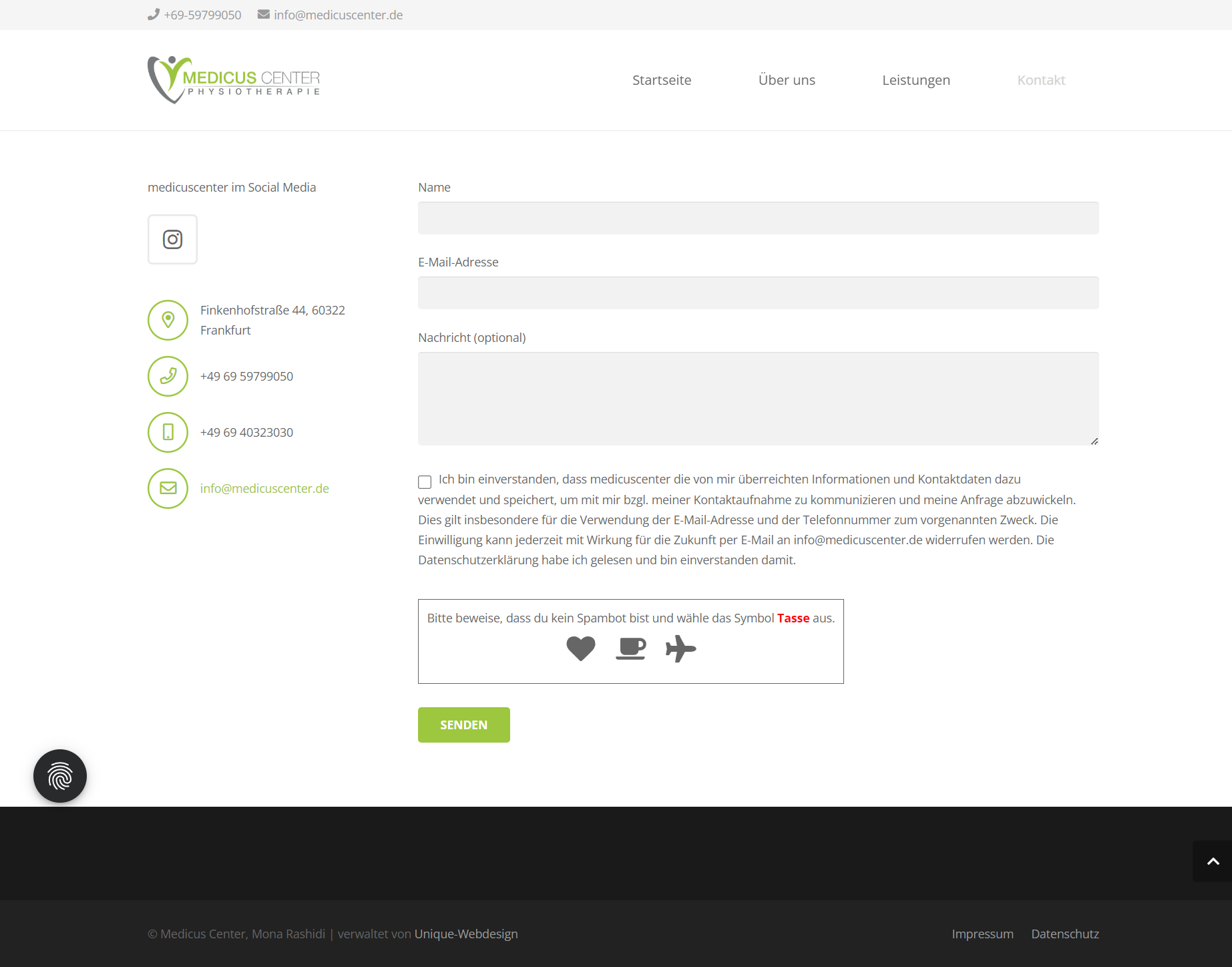 Website Medicus Center Frankfurt