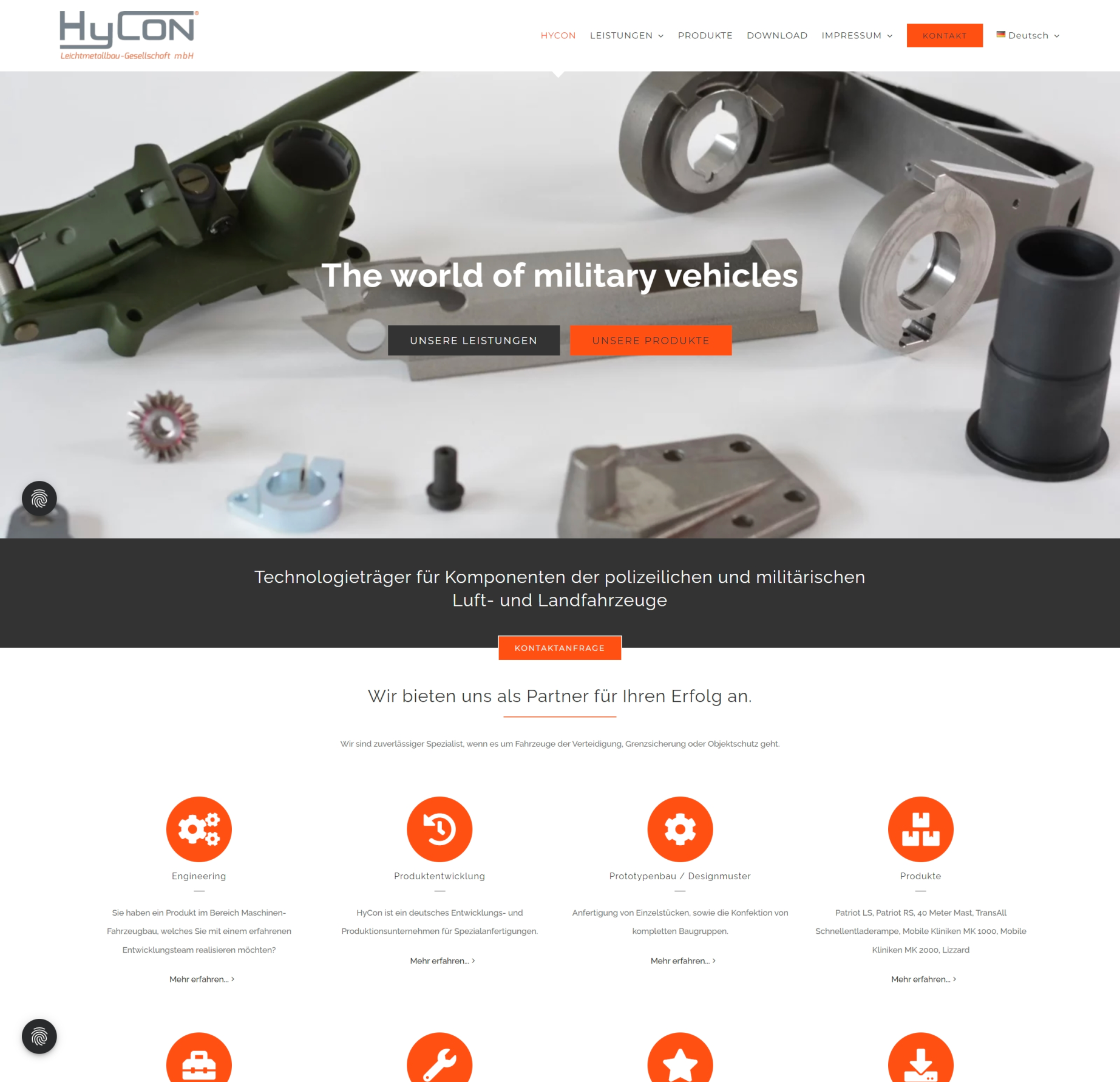 Website HyCon Leichtmetallbau GmbH