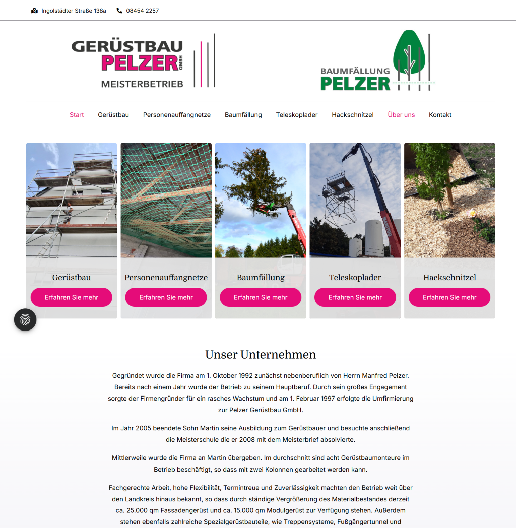 Website Gerüstbau Pelzer GmbH