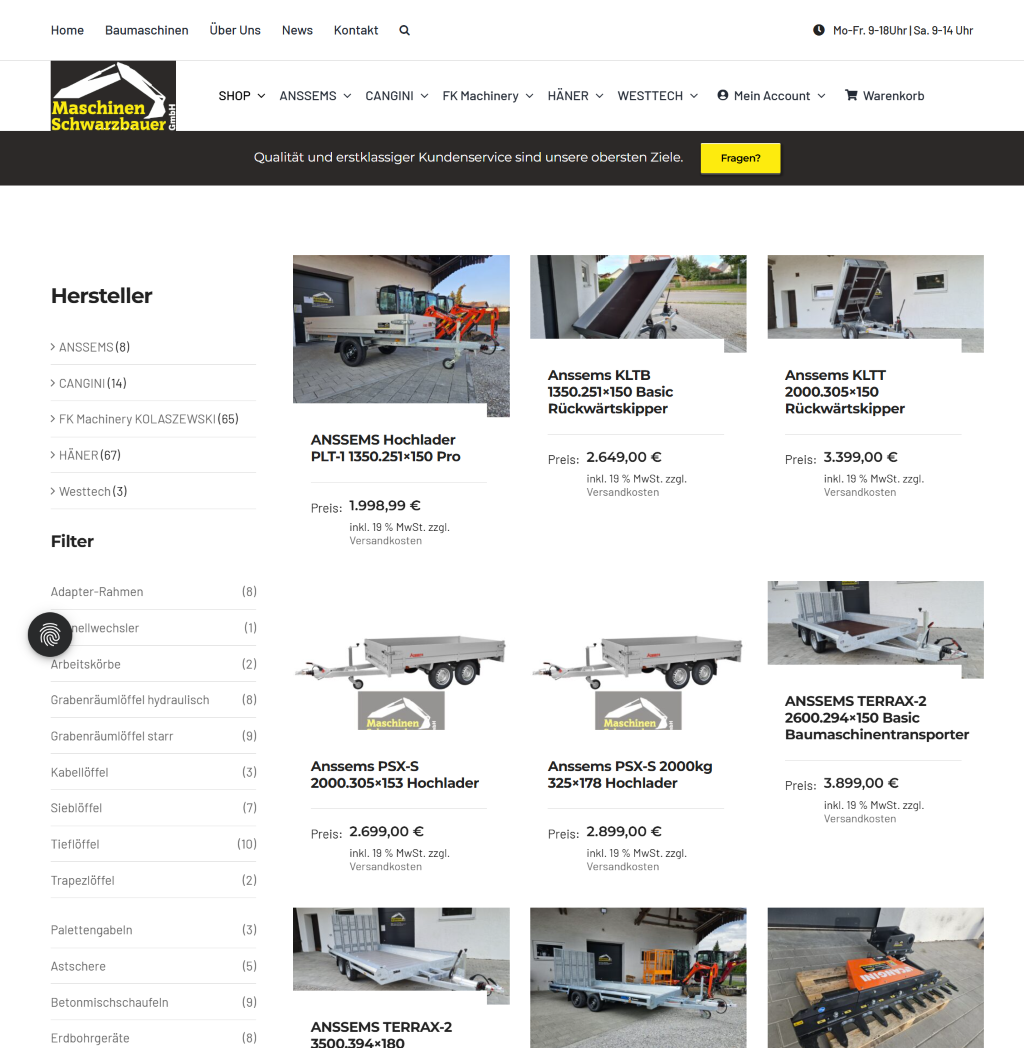 Website Maschinen Schwarzbauer GmbH