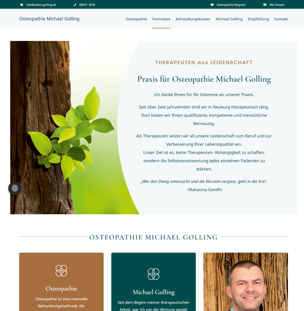 Website Osteopathie Michael Golling